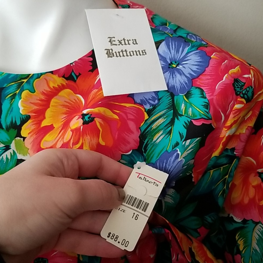 NWT Early 90s Vtg Talbots Floral Silk Blouse Top - Picture 2 of 8